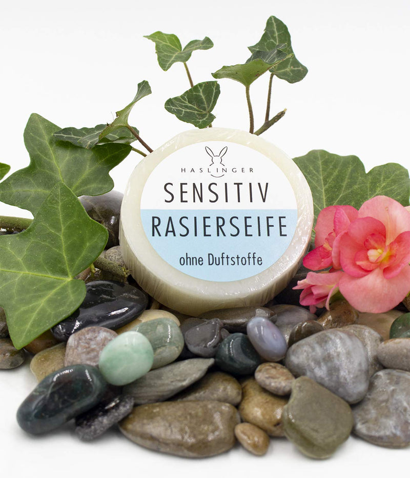 Sensitive shaving soap from Haslinger, 60g, in a can - NewNest Australia