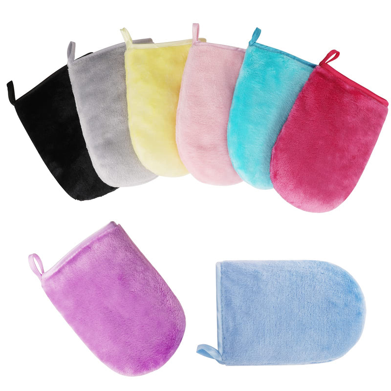 PHOGARY 8 Pcs Microfiber Wash Gloves Flannel Soft Wash Mitt Bath Spa Cloth Reusable Makeup Remover Gloves European Style Wash Cloth 15x21cm (8 Colors) 1 - NewNest Australia