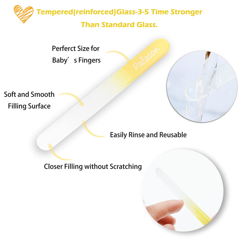 PAFASON Baby Round Tip Safety Manicure Nail Scissors and Baby Glass Nail File Set, Stainless Steel, Czech Float Glass, Ideal Shower Gift for Infant, Newborns, Babies Toddlers Yellow - NewNest Australia