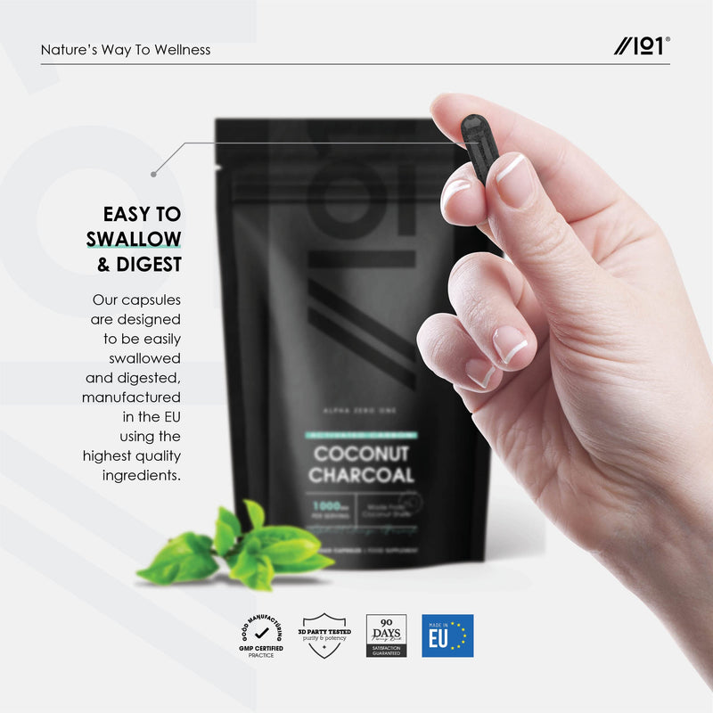 Activated Coconut Charcoal 1000mg | Made from Organic Thai Coconut Shells | for Bloating & Gas, Digestion & Flatulence Natural Relief | Vegan & Keto Friendly Supplement | 60 Capsules 60 count (Pack of 1) - NewNest Australia