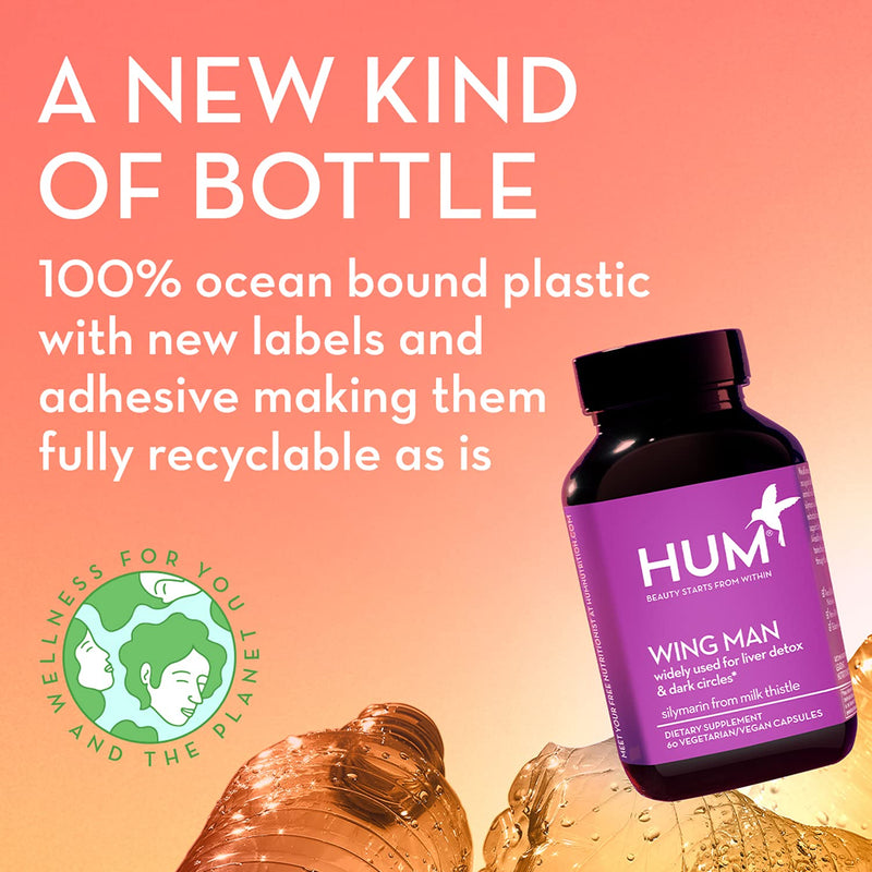 HUM Wing Man - Liver Detox Supplement with Milk Thistle, Dandelion & Artichoke Leaf - Helps Flush Liver of Toxins - Liver Cleanse Supplement (60 Vegan Capsules) - NewNest Australia