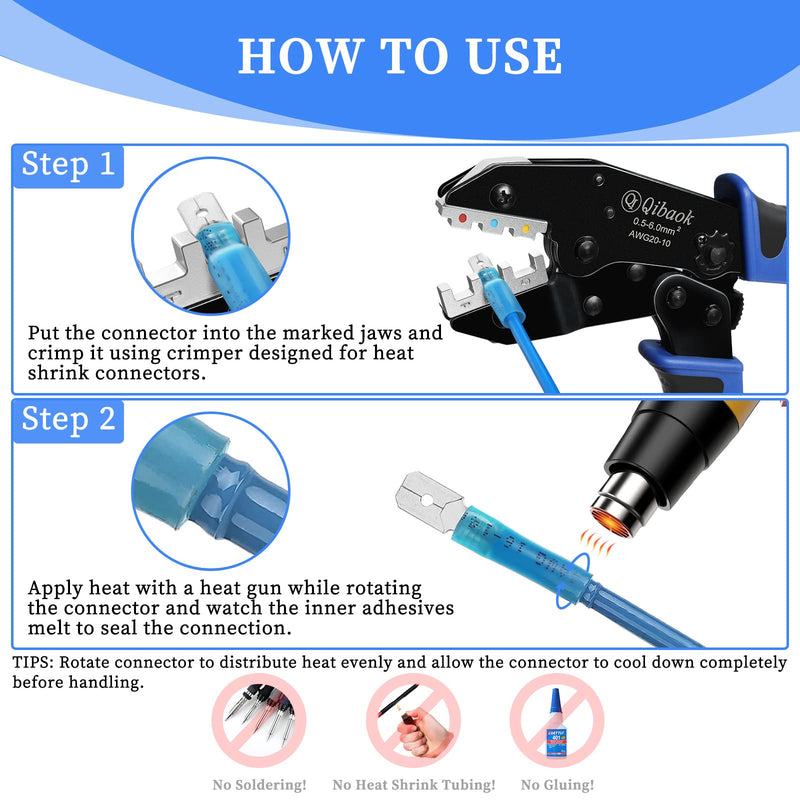 Qibaok 320 PCS Heat Shrink Spade Connectors Female and Male Terminals Insulated Quick Disconnect Wire Connectors Connectors Kit - NewNest Australia