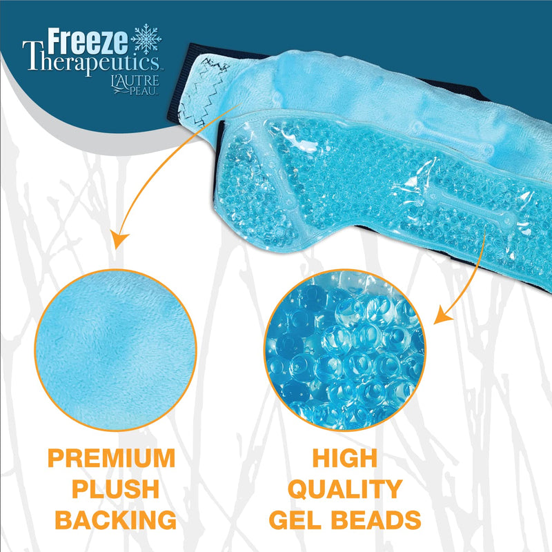 USA Merchant | Hot/Cold Plush Gel Bead Migraine Wrap| Freeze Therapeutics by L'AUTRE PEAU | Reusable Ice Packs with Flexible Beads | for Tension, Headaches, Sinus Pain, Congestion & Stress Relief Blue Migraine Wrap - NewNest Australia
