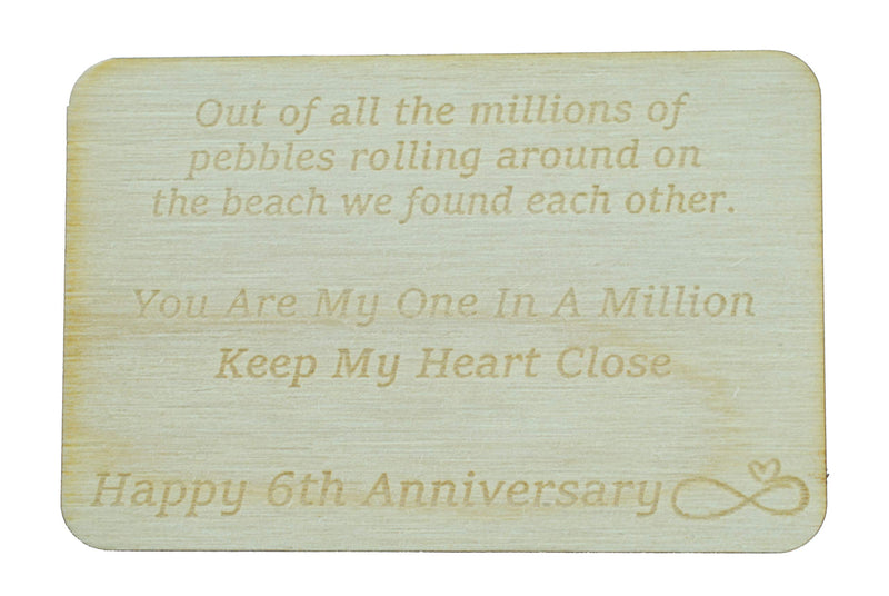 NewNest Australia - 6th Your My One in A Million Gift - 6th Anniversary Metal Heart Pebble Gift -Keep My Heart Close 