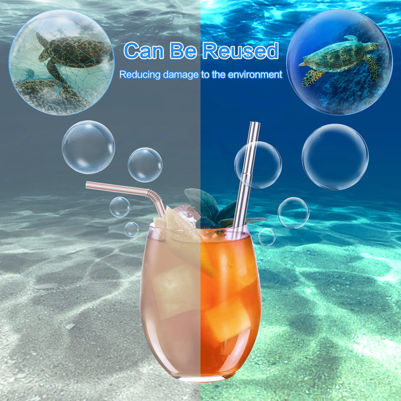 3Packs Stainless Steel Straws Reusable Telescopic Straws 22.5cm Portable Metal Drinking Straws Collapsible Straws with 3 Telescopic Cleaning Brush and Key Ring Case for Travel Home Office(3 Colors) Style 1 - NewNest Australia