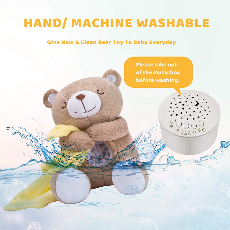 BEREST Rechargeable Baby Sleep Soother Smile Bear, Mom's Heartbeat Baby Cry Sensor Lullabies & Shusher Sound Soother, Nursery Decor Night Light Projector Toddler Crib Sleeping Aid, Baby Shower Gifts Coffee Brown - NewNest Australia