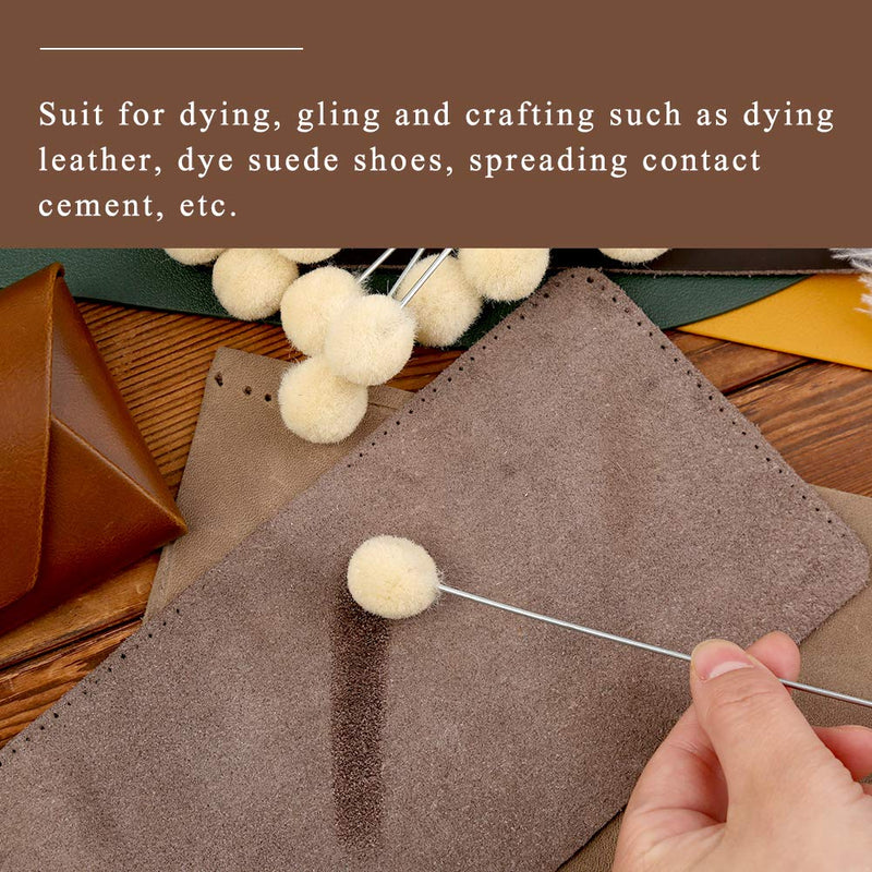 BUTUZE 25 Pcs Wool Daubers Wool Daubers Ball Brush Leather Dye Tool with Metal Handle Wool Daubers for Leather Dyes for DIY Crafts Projects - NewNest Australia