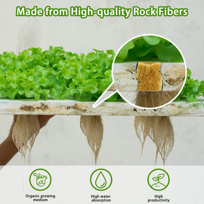 YBB 50 Pcs Round Rockwool Starter Plugs, 0.7 x 1 Inch Rockwool Grow Plugs Hydroponics Grow Media Seed Starter Kit with 60 Pcs Labels - NewNest Australia