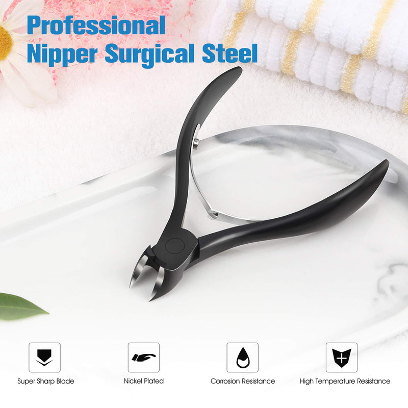 FERYES Toenail Clippers for Thick Nails, Toe Nail Clippers for Ingrown Hard Toe Nail Fingernail - Large Handle Stainless Steel Olecranon Fingernail Clipper, Black Black type2 - NewNest Australia