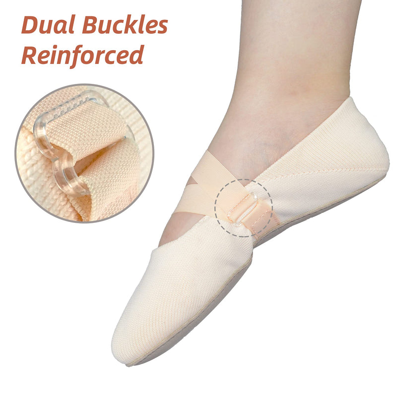 SANGEESON Ballet Shoes for Girls (Leather Full Sole, Arch Support, Breathable), Yoga Socks for Kids, Jazz Shoes, Ballerina Shoes, Dance Shoes Women for Beginner, Barre Slipper Socks 2 Little Kid Cream Pink-v2 - NewNest Australia