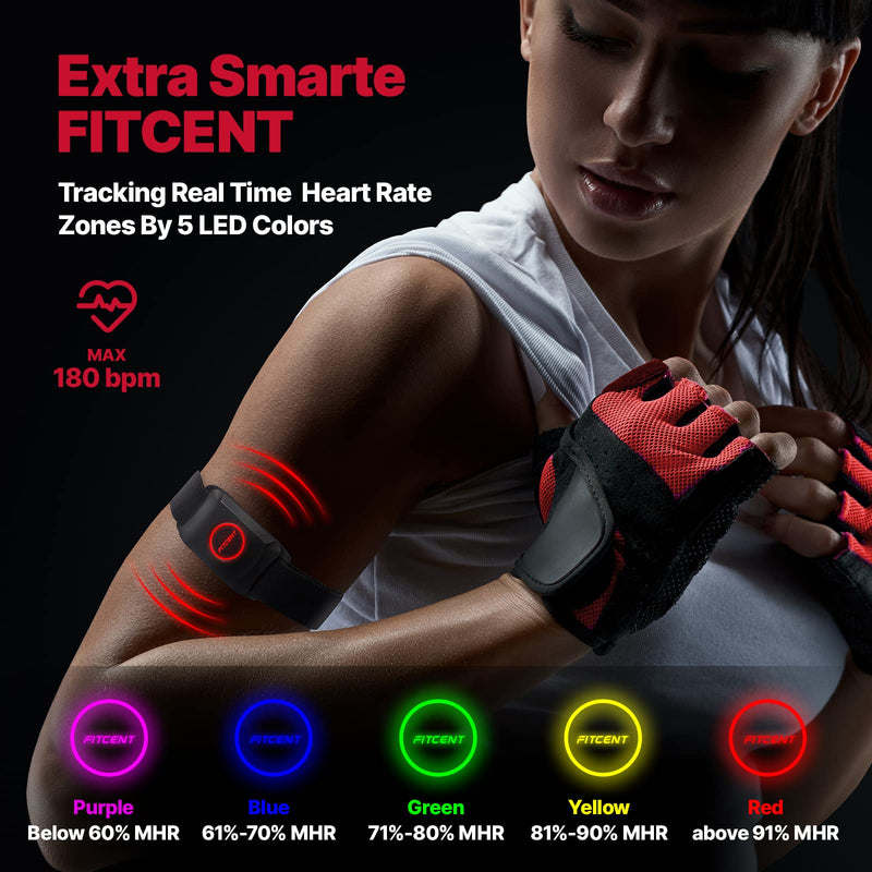 FITCENT Bluetooth Heart Rate Monitor Armband, ANT+ Heart Monitor Arm Band, Optical Heart Rate Sensor Compatible with Strava Peloton Garmin iFit Wahoo - NewNest Australia