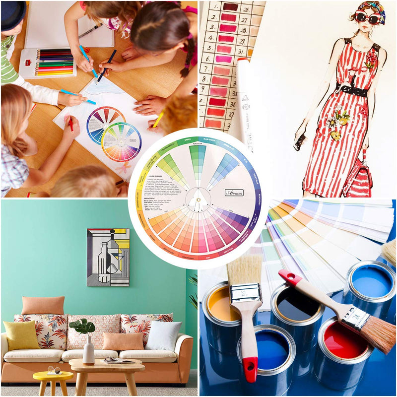Creative Color Wheel, Paint Mixing Learning Guide Art Class Teaching Tool for Makeup Blending Board Chart Color Mixed Guide Mix Colours (9.25inch) - NewNest Australia