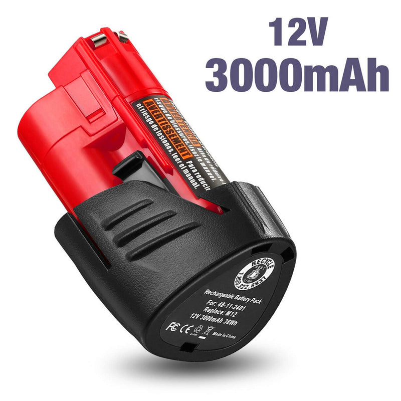 Replacement Battery Pack for Milwaukee M12 Battery, Compatible with Milwaukee M12 XC Cordless Power Tools, 3000mAh Li-ion Battery Replace for 48-11-2401, 48-11-2402, 48-11-2440, 48-11-2411(2-Pack) - NewNest Australia