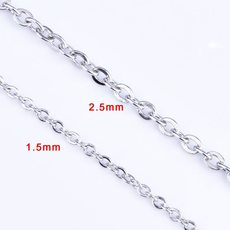 33 Feet Necklace Chains Stainless Steel DIY Link Chain Necklaces with 20 Lobster Clasps and 30 Jump Rings for Jewelry Making (1.5 mm Wide) 1.5 mm Wide - NewNest Australia