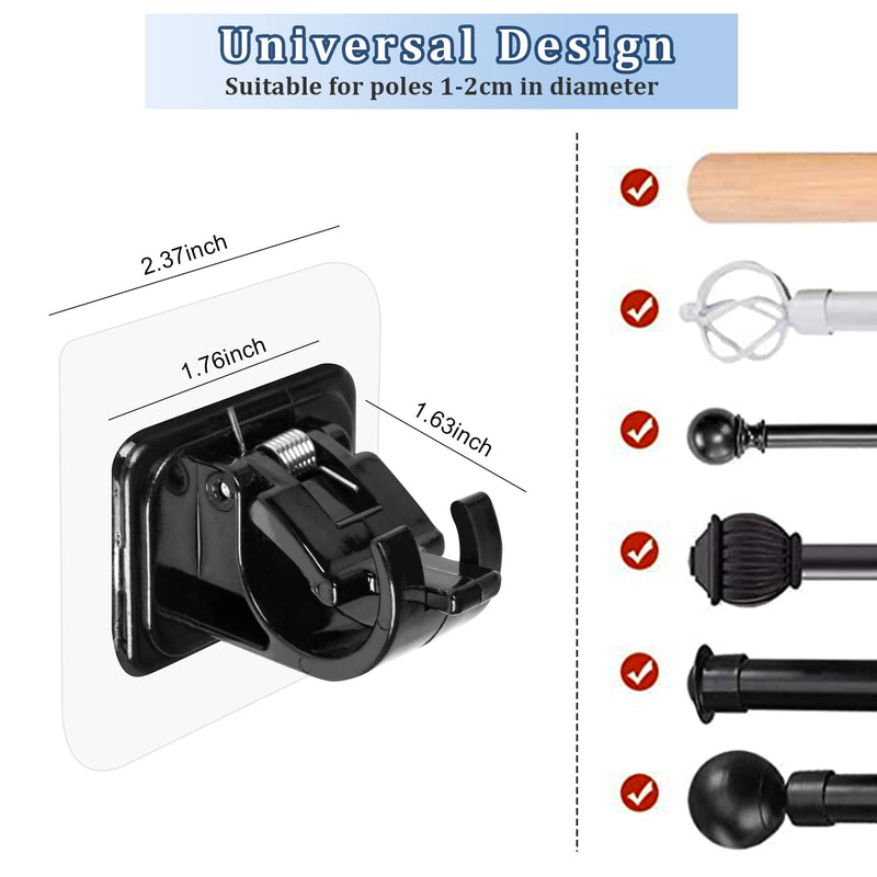 JIBOLAT 10PCS Self Adhesive Curtain Rod Holders No Drill Curtain Rods Brackets No Drilling Nail Free Adjustable Curtain Rod Hooks Curtain Hangers for Bathroom Kitchen Home Bathroom Hotel(Black) 10 Black - NewNest Australia
