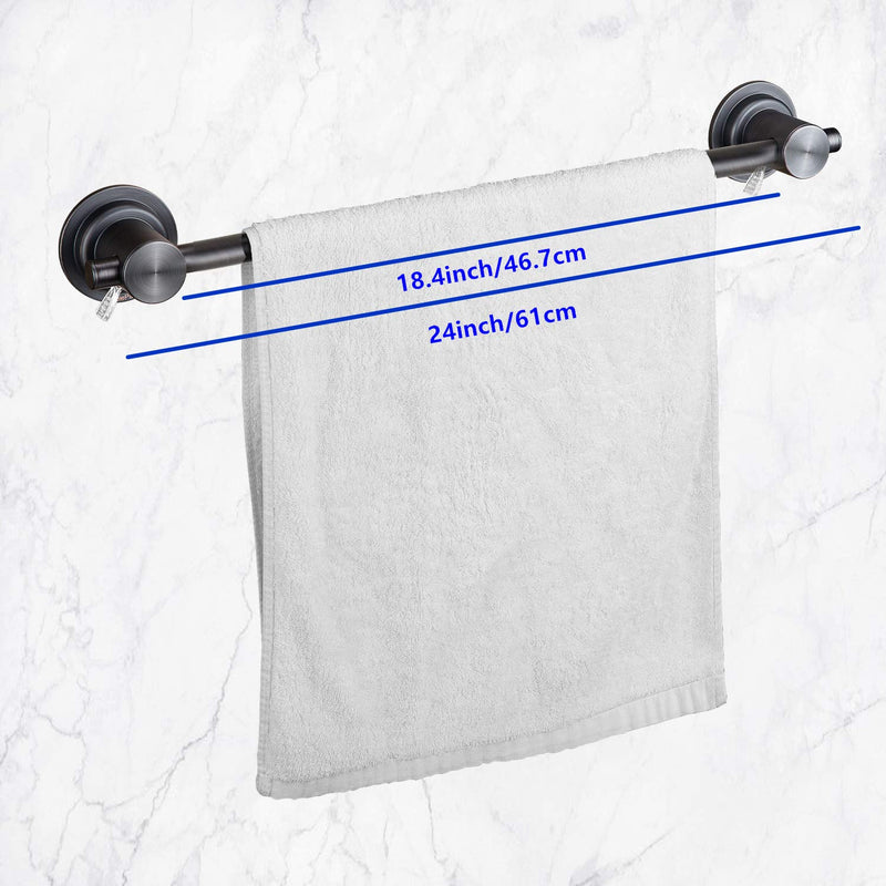 JiePai 24 inch Vacuum Suction Cup Towel Bar,Removeable Shower Mat Rod Shower Door Adhesive Towel Bar Suction Towel Rack (Oil Rubbed Bronze, 24inch) Oil Rubbed Bronze - NewNest Australia