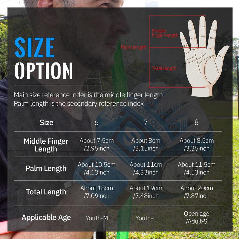 Sportout Goalie Gloves, Goalkeeper Gloves with Fingersave, Soccer Gloves, Breathable Soccer Goalie Gloves, 4mm Latex, for Kids Youth and Adult Blue 8 - NewNest Australia