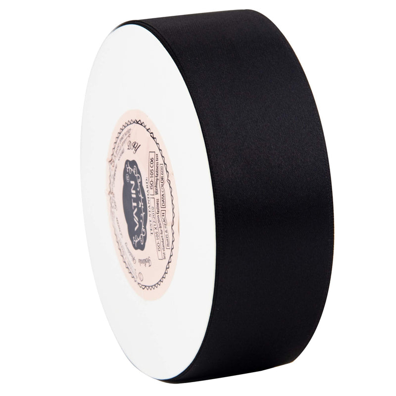 VATIN 1-1/2 inch Wide Double Face Solid Satin Ribbon Roll - 50-Yards ( Black) 1-1/2" x 50 Yards - NewNest Australia