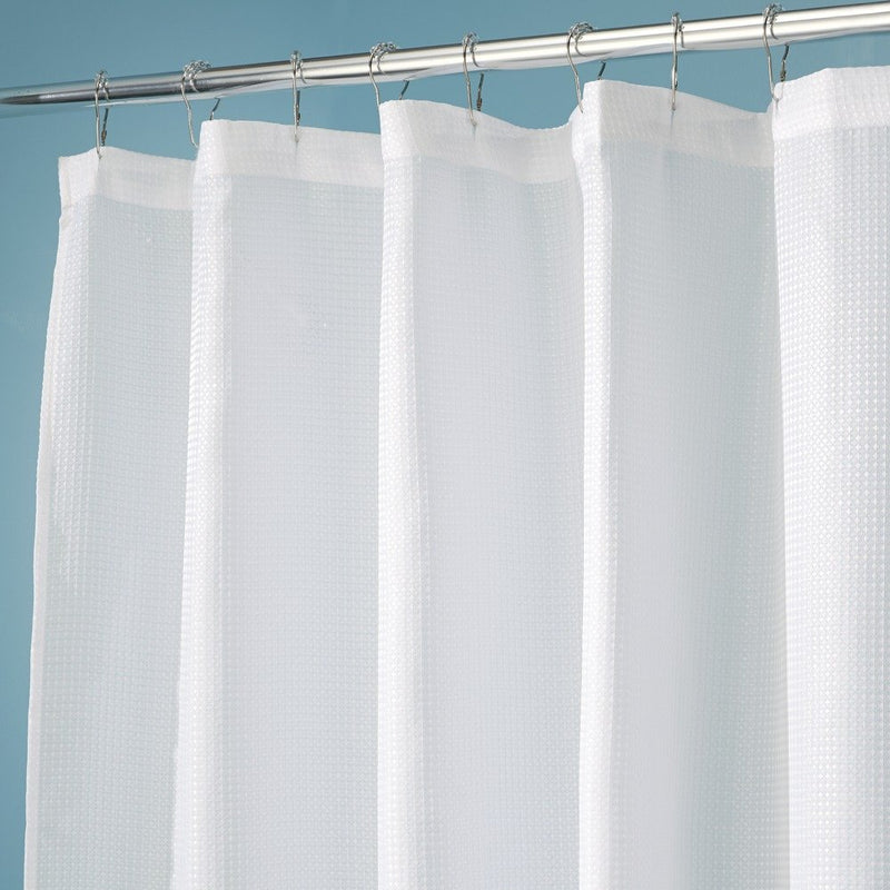 iDesign Carlton Stall Size Waffle Fabric Bathroom Shower Curtain - 54" x 78", White - NewNest Australia