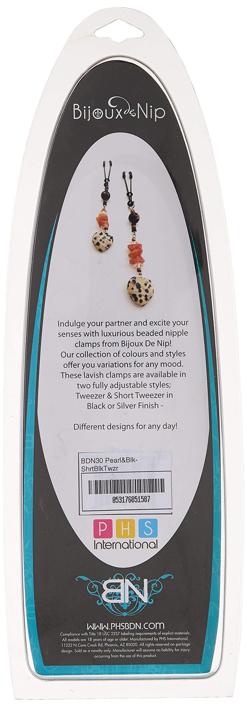 Bijoux De Nip Nipple Clamp Short Tweezer Black Beads Pearl Drop - NewNest Australia