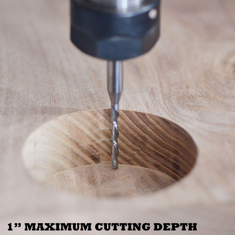 SpeTool Extra Long CNC Spiral Router Bits with Up Cut 1/8 inch Cutting Diameter, 1/4 inch Shank 3 inch Extra Long HRC55 Solid Carbide End Mill for Wood Cut, Carving - NewNest Australia