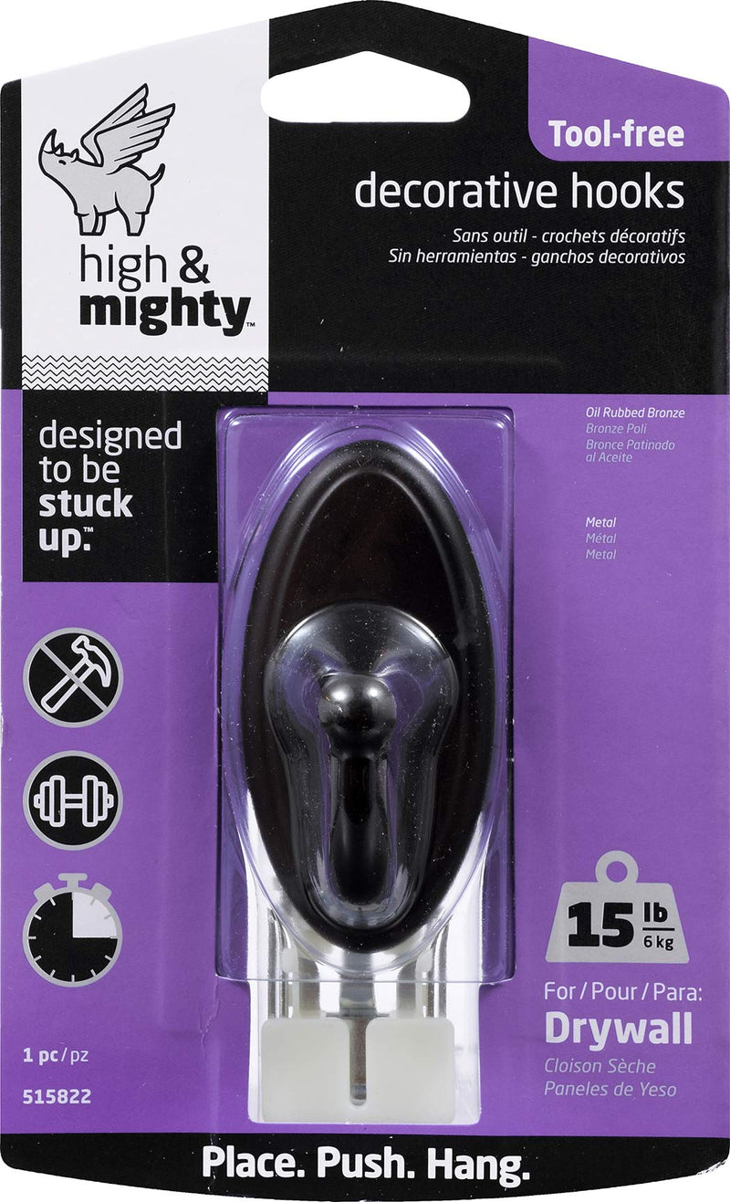 NewNest Australia - HIGH & MIGHTY 515822 SM ORB Oval Hook, 15 lb, Oil Rubbed Bronze 