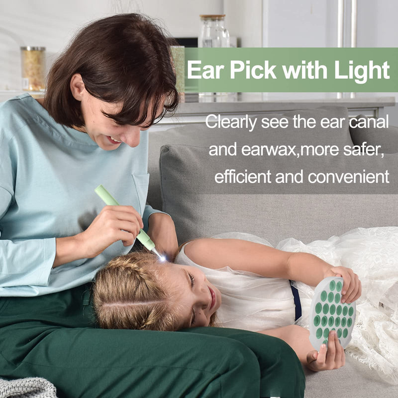 Ear Wax Removal Kit Upgraded All in One Ear Cleaing Tool Set with LED Light/Ear Pick Digger/Twezzers/Spiral Spring Ear Spoon with Storage Box for Adults, Kids and Pets (Pack of 7) Green - NewNest Australia