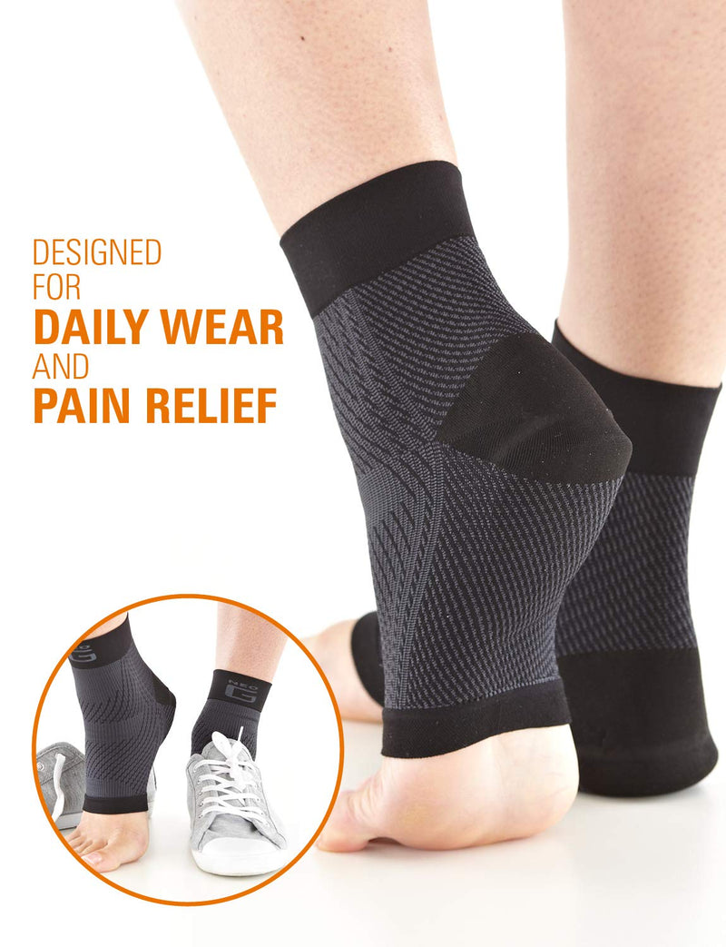 Neo G Plantar Fasciitis Compression Socks – Support for Plantar Fasciitis Symptoms, Heel and Arch Pain, Silicone Heel Cushioning for Everyday Relief – Class 1 Medical Grade – 1 Pair – Medium – Black MEDIUM: 20 - 23 CM / 7.9 - 9.1 IN - NewNest Australia