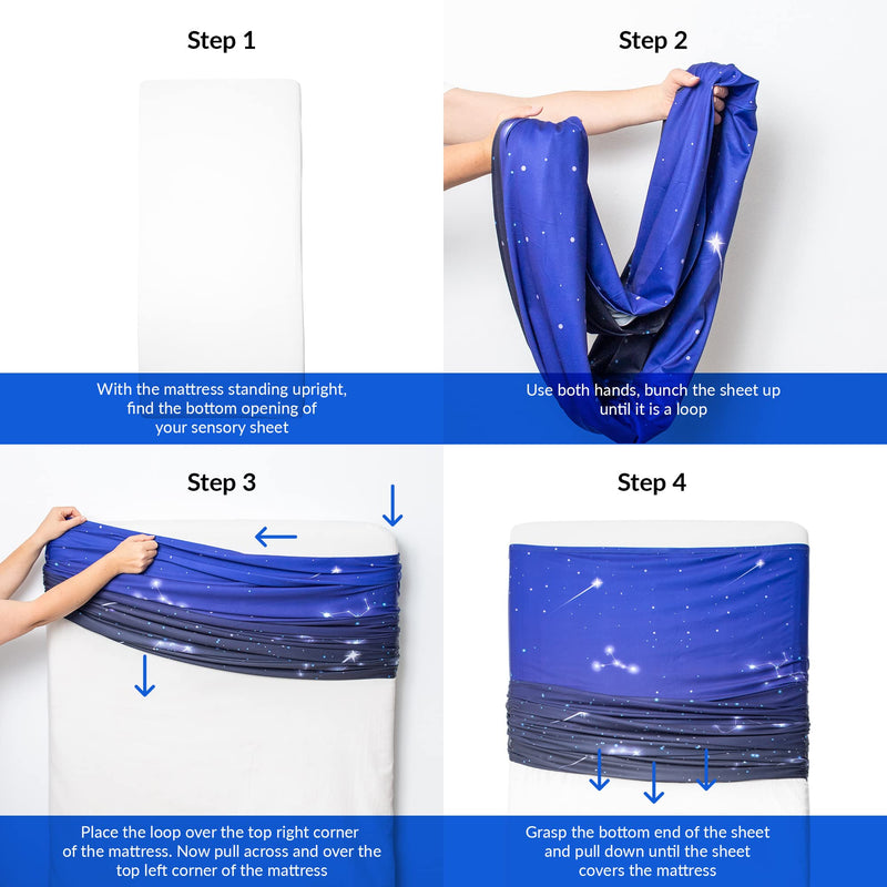 Sensory Compression Blanket | Lycra Bed Sheet for Kids & Adults | Star Theme | Deep Relaxing Feeling, Releases Oxytocin | Helps with SPD, Anxiety, ADHD, Autism and More | Cool & Stretchable | Single - NewNest Australia