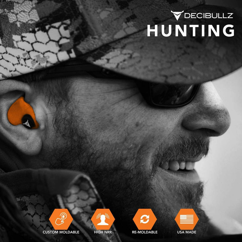 Decibullz - Custom Molded Earplugs, 31dB Highest NRR, Comfortable Hearing Protection for Shooting, Travel, Work and Concerts Orange - NewNest Australia