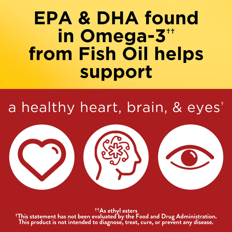 Nature Made Extra Strength Burp-Less Omega 3 Fish Oil 2800 mg, Helps Support a Healthy Heart, Brain, Eyes, and Mood, 60 Softgels - NewNest Australia