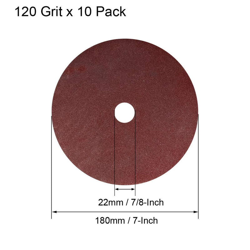 uxcell 7-Inch x 7/8-Inch Aluminum Oxide Resin Fiber Discs, Center Hole 120 Grit Sanding Grinding Discs, 10 Pack - NewNest Australia