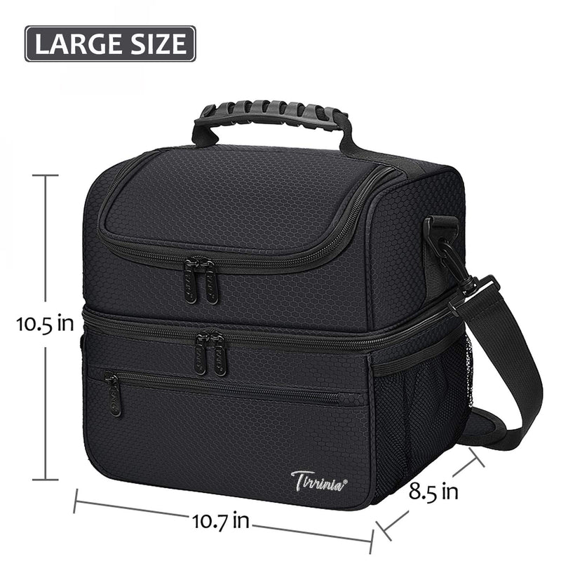 NewNest Australia - Extra Large Lunch Bag - 13L/ 22 Can, Insulated & Leakproof Adult Reusable Meal Prep Bento Box Cooler Tote for Men & Women with Dual Compartment, Black 