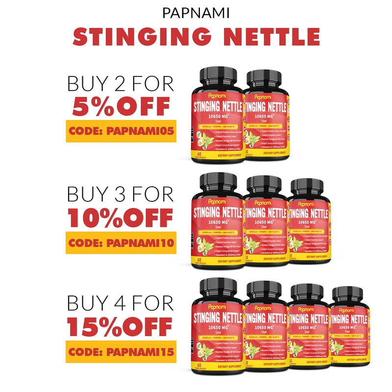 Stinging Nettle Root Extract Capsules equivalent to 10650MG, Highest Potency Plus Complex | Prostate Health Supplements for Men | Promotes Urinary Tract Health, Blood Pressure Support, 2 Months Supply - NewNest Australia