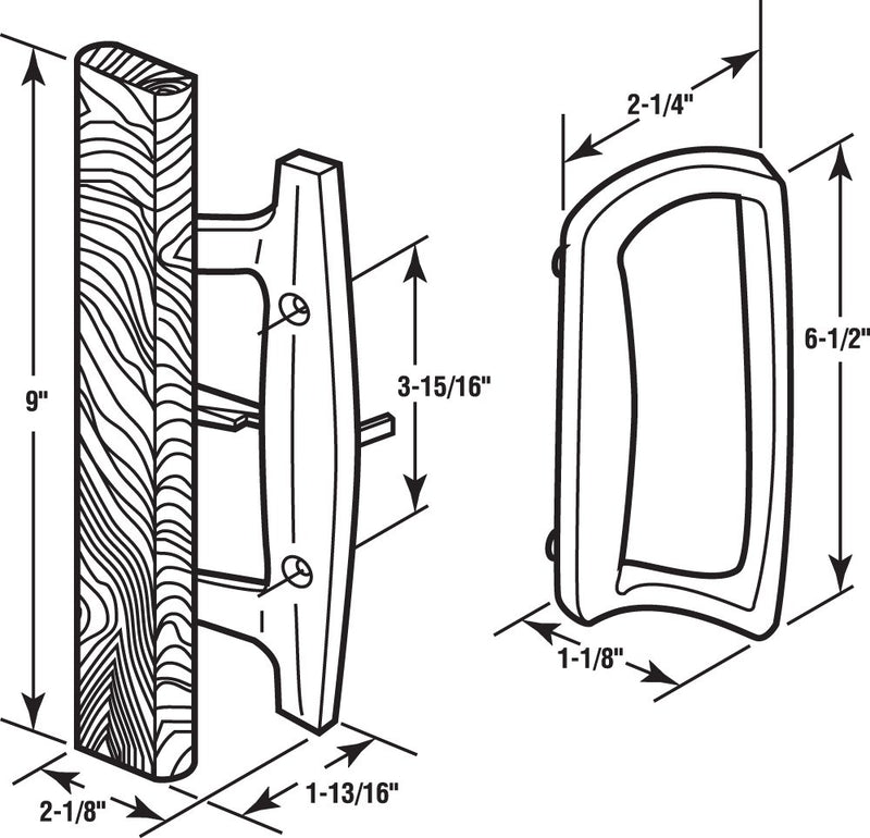 PRIME-LINE C 1204 Sliding Glass Door Handle Set – Replace Old or Damaged Door Handles Quickly and Easily – White Diecast, Mortise/Hook Style (Fits 3-15/16” Hole Spacing) - NewNest Australia