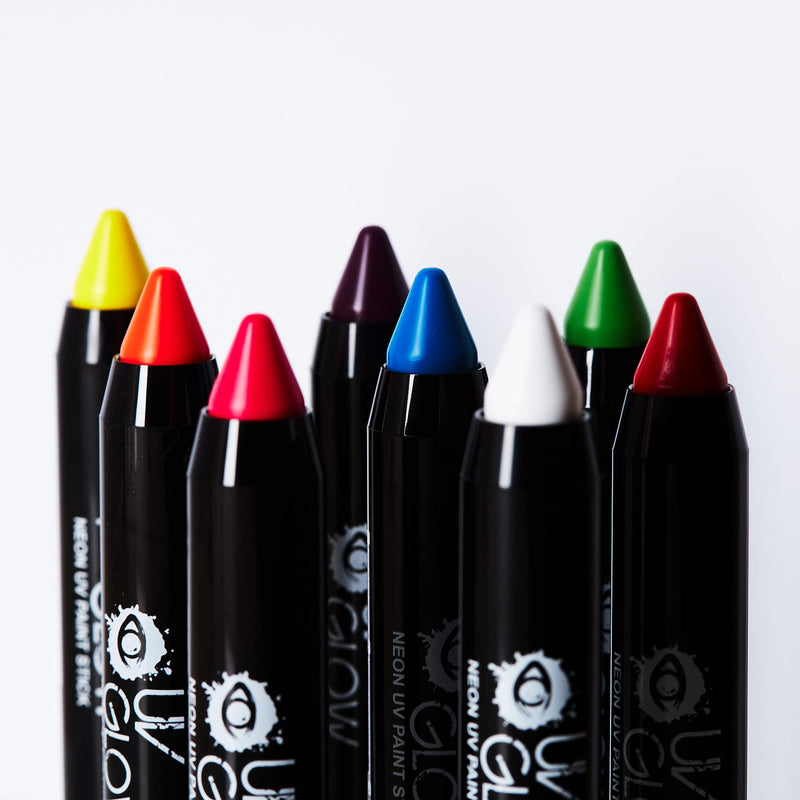 UV Glow - Neon UV Paint Stick Body Crayon for the Face & Body - Set of 6 Colours. Genuine and original UV Glow product - glows brightly under UV Light! - NewNest Australia