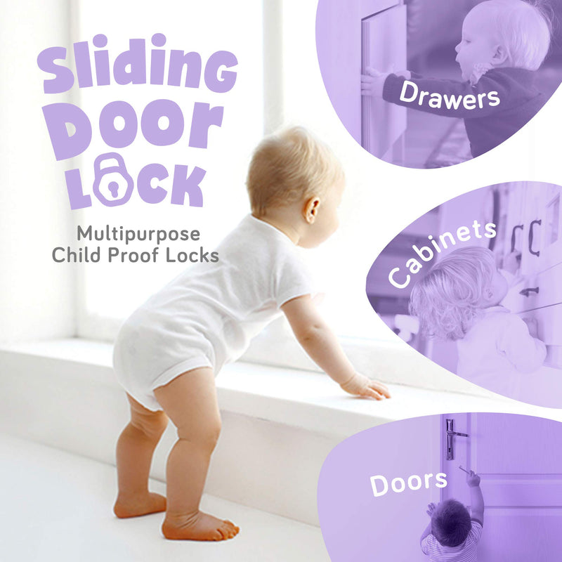 Child Safety Locks for Cabinets and Drawers, Sliding Door Lock, Easy-to-Install Cabinet Locks for Babies, Baby Cabinet Safety Latches, Set of 2, White - Ashtonbee (2 Pack) 2 Pack - NewNest Australia