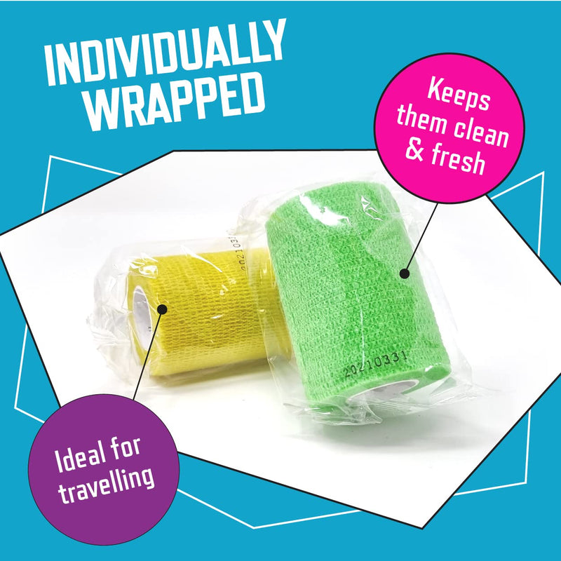 Inksafe Assorted Colours Self Adherent Cohesive Bandages 7.5cm x 4.5m Box of 12 - Uses Include Vet Wrap, Tape for Human Wrist and Ankle Sprains and Sports Injuries - NewNest Australia
