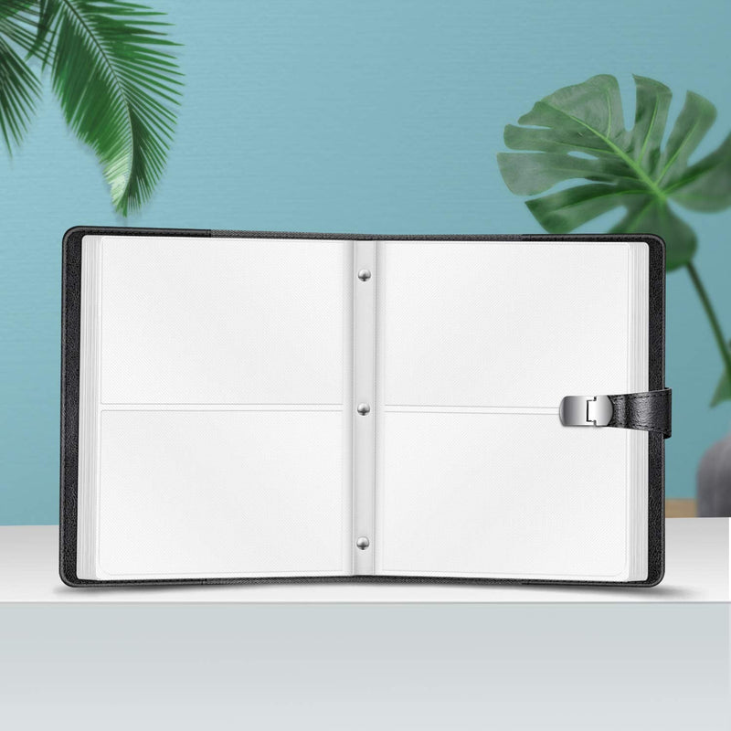 Fintie Photo Album 4x6 Photos - 112 Photos Premium Vegan Leather Cover with Snap Fastener, Portable Wallet Photo Albums (Black) Black - NewNest Australia