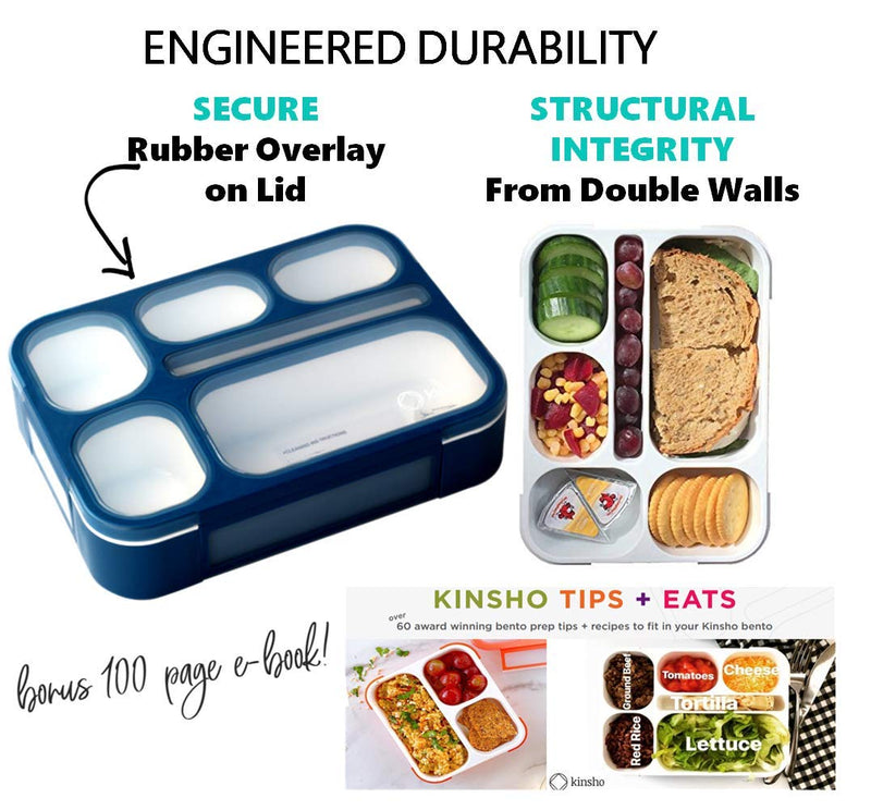 NewNest Australia - Bento-Box with Bag and Ice Pack Set. Lunch Boxes Snack Containers for Kids Boys Girls Adults. 6 Compartments, Leakproof Portion Container Boxes Insulated Bags for School Lunches, BPA Free (Navy Blue) Navy Blue 