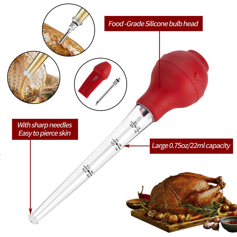 JY COOKMENT Turkey Baster with Barbecue Basting Brush, Baster Syringe for Home Baking and Roaster Turkey, Include Detachable Food Grade Silicone Bulb, Meat Injector Needle and Cleaning Brush 1 - NewNest Australia