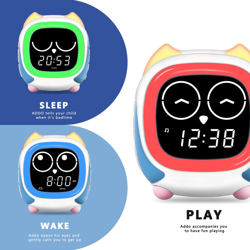 Addo Cks912 Children'S Alarm Clock, Light Alarm Clock, Sunrise/Sunset Simulation Bedside Lamp, Grow Children'S Clock Trainer, White Noise Sleep Sounds Alarm Clock Owl Itoma - NewNest Australia