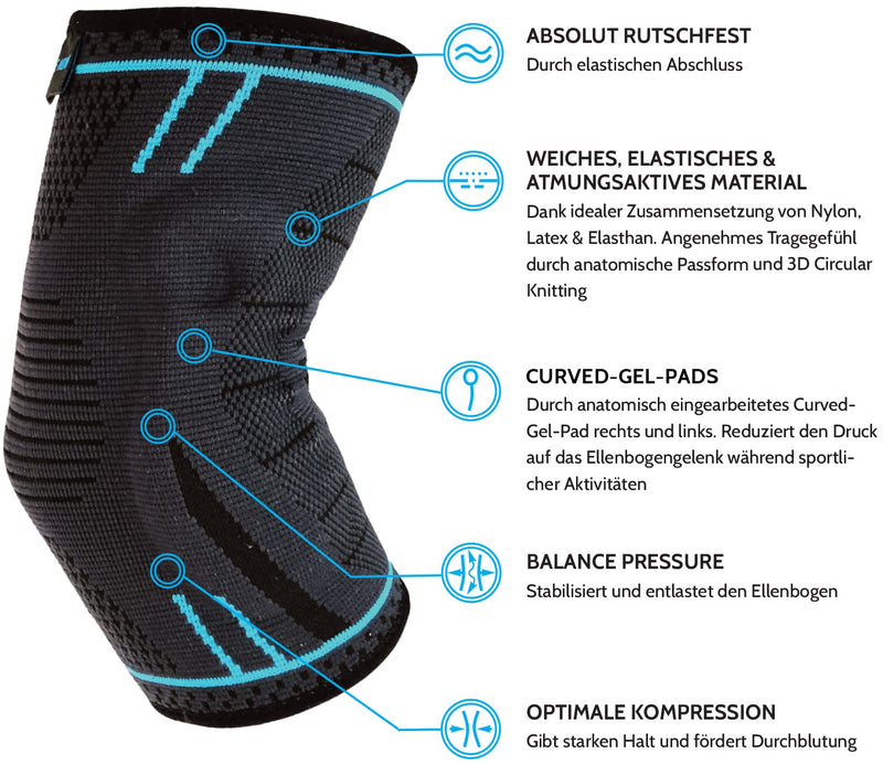 Agile Now Upgraded Elbow Support Stabilises & Protects Joints - Non-Slip Tennis Elbow Bandage With Curved Gel Pads - Suitable For All Sports Such As Tennis, Weightlifting & Golf (Xl, Blue) - NewNest Australia