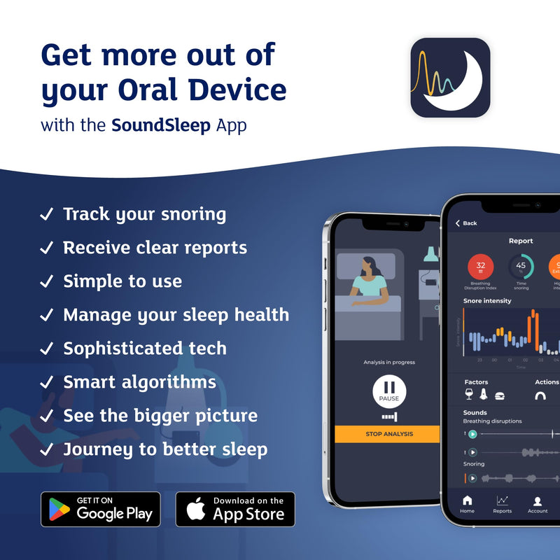 Snoreeze Oral Anti Snore Device - Adjustable Snoring Aids for Men & Women - Mandibular Advancement Device with Mobile App - Anti Snoring Mouthpiece - Sleep Aid to Reduce Snoring and Sleep Apnoea - NewNest Australia