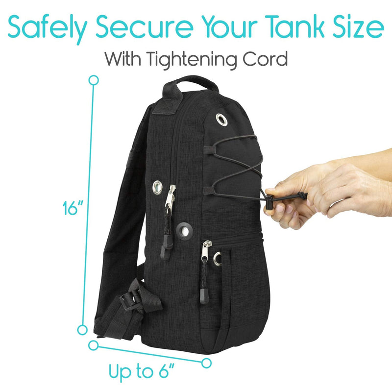 Vive Cylinder Backpack - Tank Carrying Accessories Bag - Holder Medical Case For Wheelchair, Shoulder, Rollator Walker, Scooter - Portable Storage Carrier For Travel - Adjustable Fit M2, ML6, M7 A - C Black - NewNest Australia