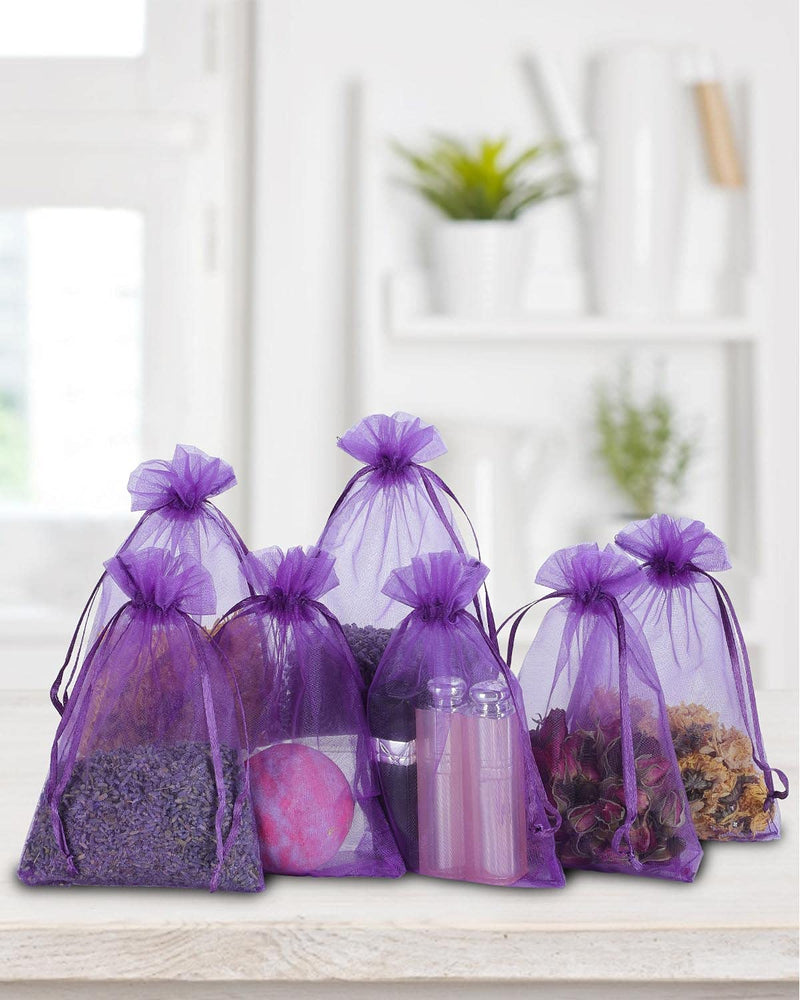 Kslong 100PCS Small Mesh Bags Drawstring 3x4,Sheer Organza Bags Drawstring for Jewelry, Mesh Party Wedding Favor Bags for Small Business,Candy,Bracelet Packaging,Empty Sachet Bags (Purple) Purple - NewNest Australia