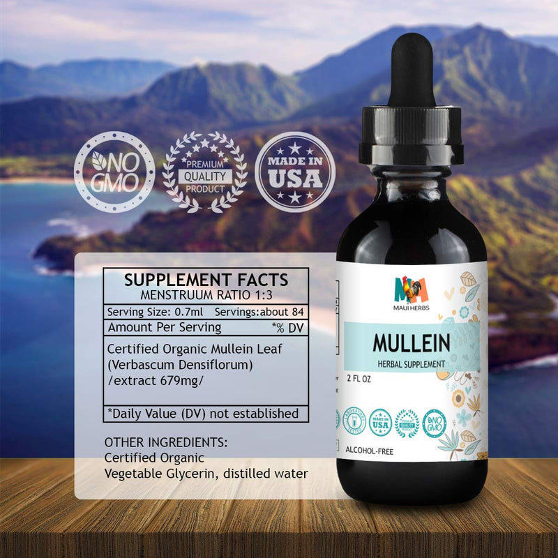 Maui Herbs Mullein Leaf Liquid Extract - Lung Detox & Respiratory Cleanse Drops - Digestive System, Natural Sleep Aid & Immune Support Tincture - Organic Lung Health Herbal Supplements, 2 fl oz. 2 Fl Oz (Pack of 1) - NewNest Australia