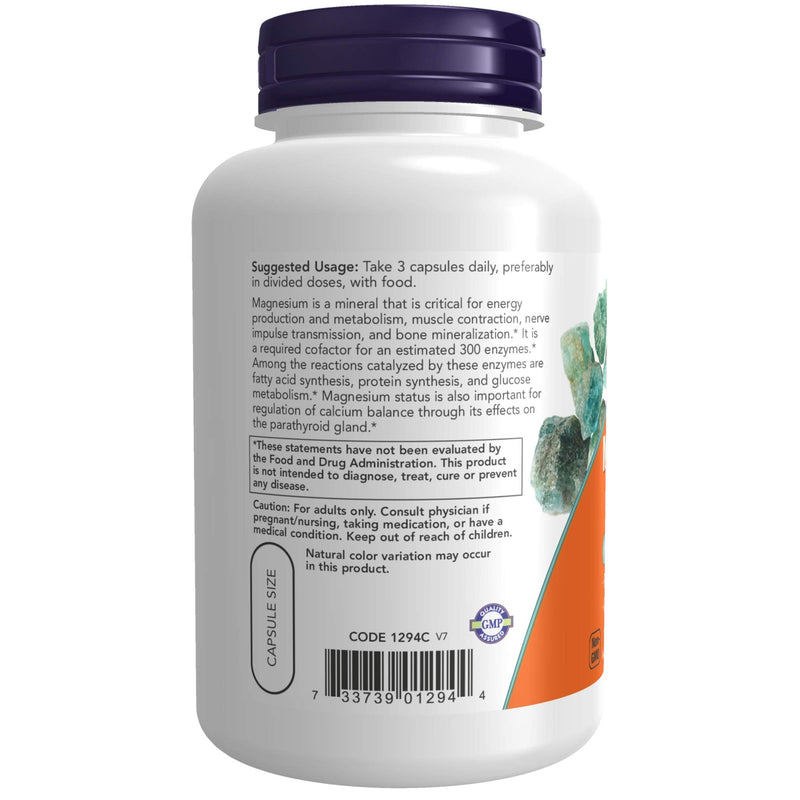 NOW Supplements, Magnesium Citrate, Enzyme Function, Nervous System Support, 120 Veg Capsules - NewNest Australia