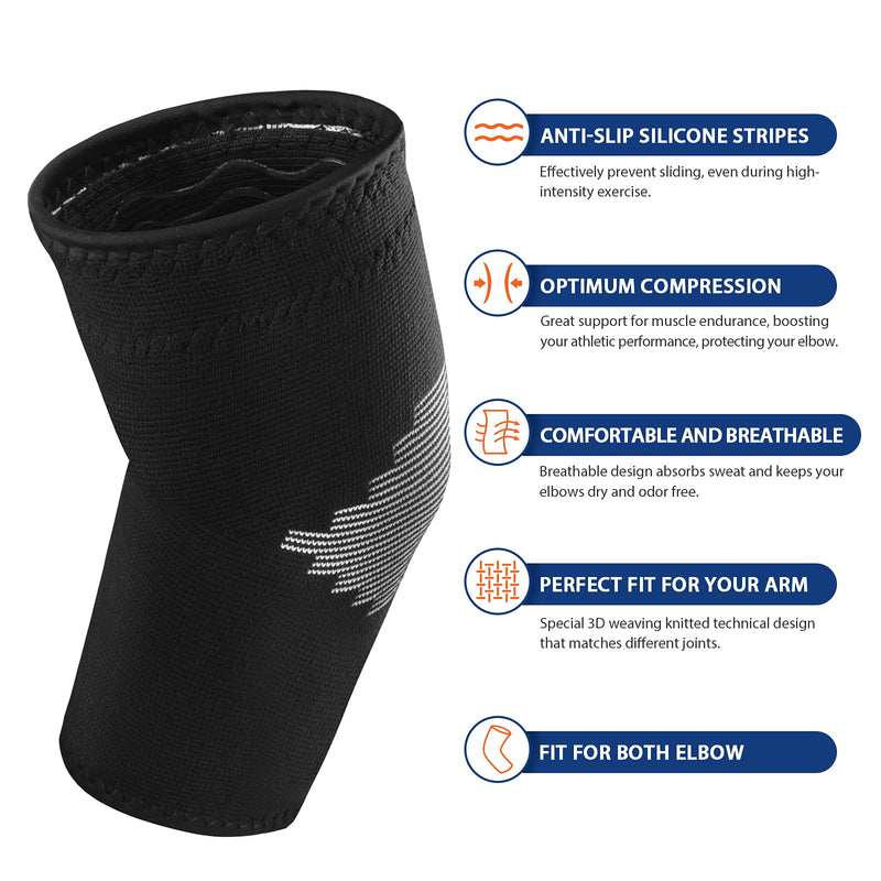 AVIDDA Elbow Support Sleeve for Men Women(Single Sleeve), Antislip Elbow Brace Compression Arm Supports for Tennis Elbow, Golfers Elbow, Arthritis, Tendonitis, Joint Pain Relief, Black M 1 - NewNest Australia