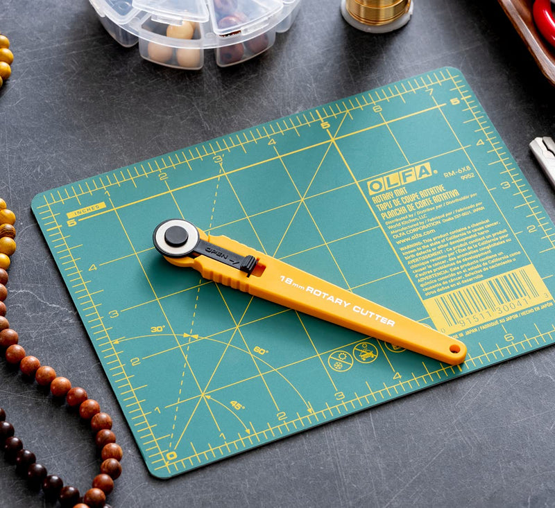 OLFA 18mm Quick-Change Rotary Cutter (RTY-4) - Rotary Fabric Cutter w/Blade Cover for Quilting, Sewing, Crafts, Scrapbooking, Replacement Blade RB18-2 Standart - NewNest Australia